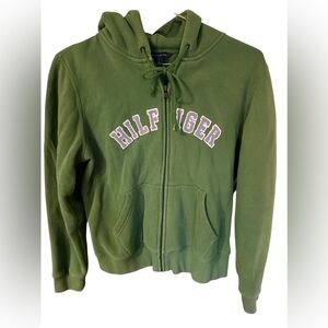 Vintage Y2K  Tommy Hilfiger zip-up hoodie featuring an embroidered spell-out SzL